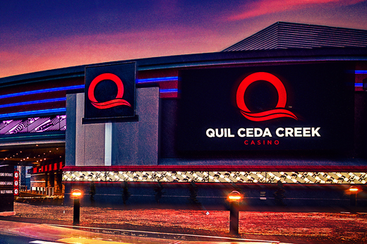 Front of the Quil Ceda Creek Casino showing marquee sign