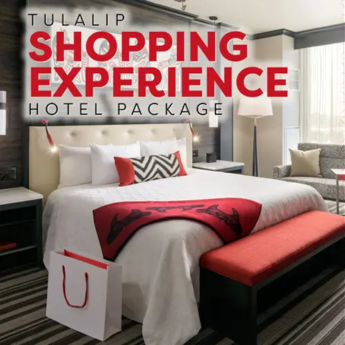 Tulalip Shopping Experience Hotel Package logo.