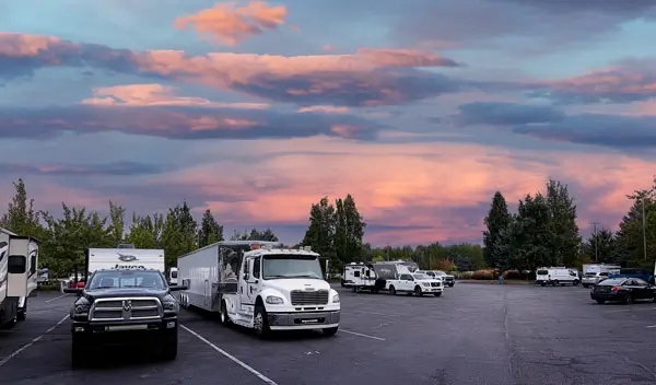 Tulalip Resort Casino Free RV parking photo of the lot sunset